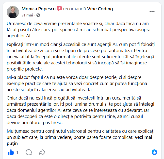 Recenzia unui participant la Intensivul Agenți AI